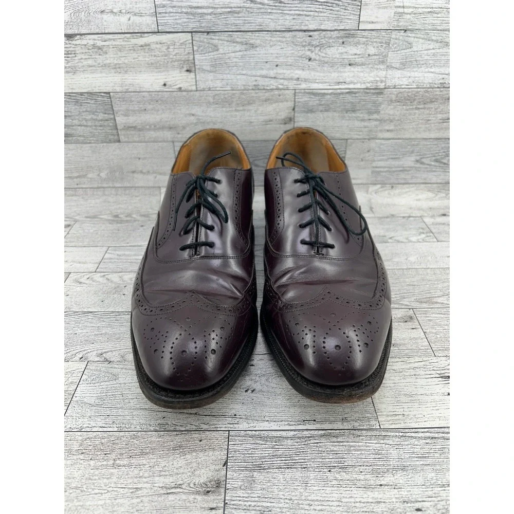 Johnston & Murphy Optima Wingtip Oxford Dress‎ Shoes Burgundy Leather Men's 10
